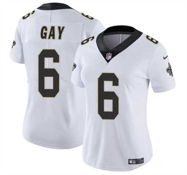 Womens New Orleans Saints #6 Willie Gay White Vapor Football Stitched Limited Jersey Dzhi